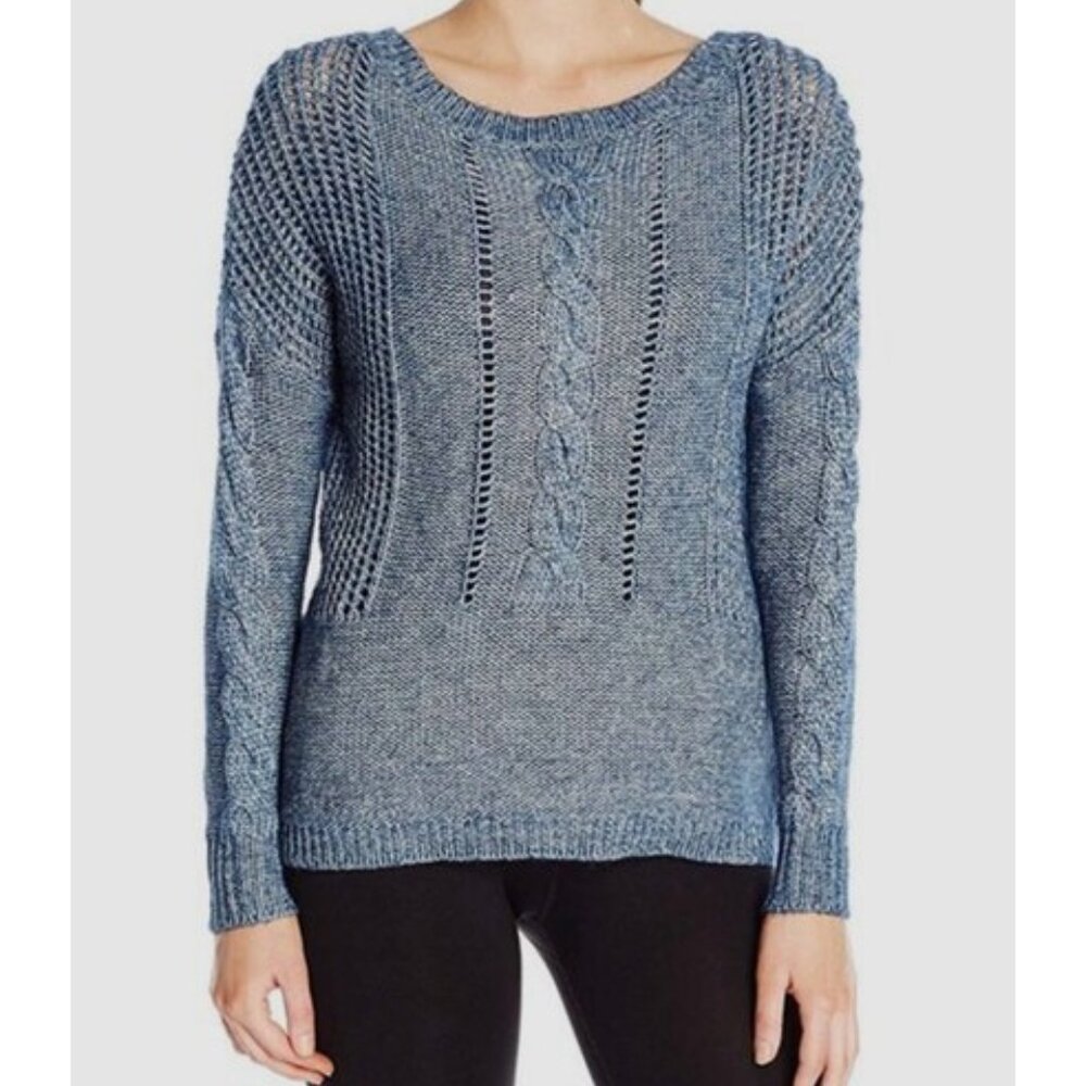Lole Women's Blue Cable Knit Long Sleeve Taraji Sweater Size Large